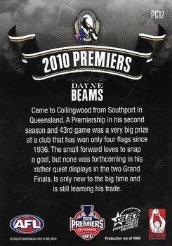 2010 Select 2010 Premiers - Collingwood #PC12 Dayne Beams Back